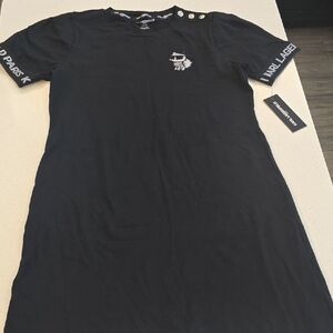 Karl Lagerfeld Black Casual Dress Short Sleeve Crew Neck
